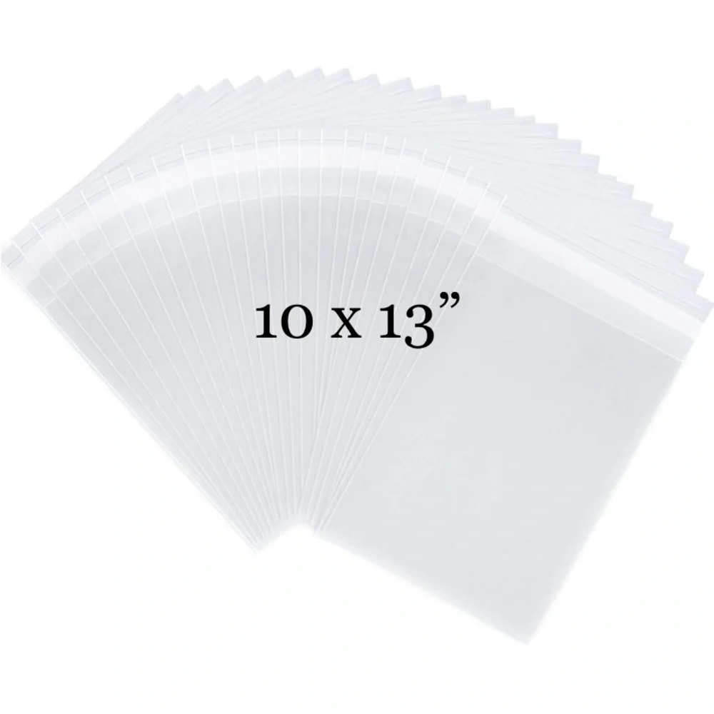 50pcs~ Bundle 25 (6x9”) & 25 (10x13”) Clear Cello Bags w/50ct Free Stickers 🦎🆕
